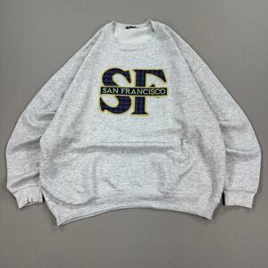 Vintage San Francisco Pullover Sweatshirt XL‎ Gray Embroidered Spellout Graphic